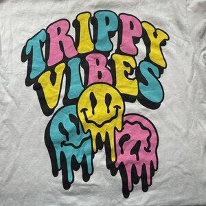 Popular Poison "Trippy Vibes" Graphic Print T Shirt Size S Groovy Festival